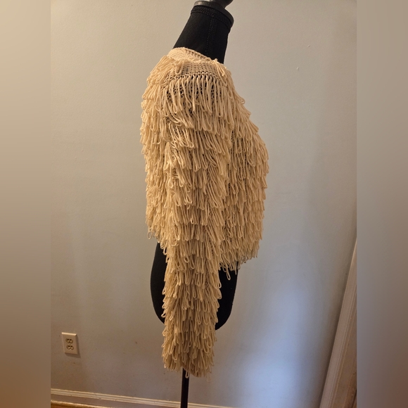 New York & Company Beige Fringe Cardigan - Picture 3 of 5